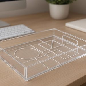 12 Acrylic Clear Geometric Decorative Tray for Modern Home Office