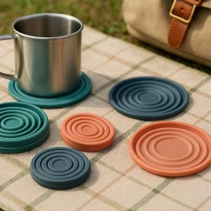 20 Collapsible Silicone Travel Coasters Compact for Picnic and Camping