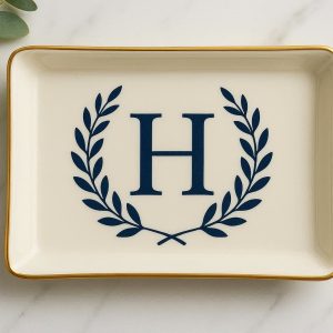 Personalized Monogram Ceramic Decorative Tray Gift Idea