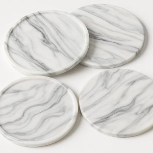 Marble Pattern Silicone Coasters Set Elegant and Dishwasher Safe