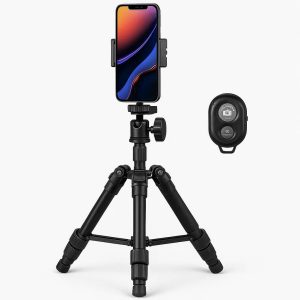 Heavy Duty Metal Phone Tripod Stand with Bluetooth Remote